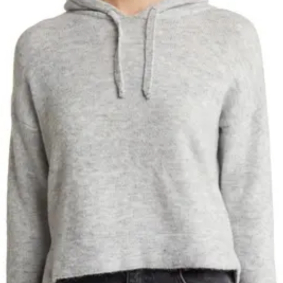 Topshop Tops - Topshop Cropped Top Sweater Grey Wool Blend Hooded Knit Women's SZ 8-10 Italy